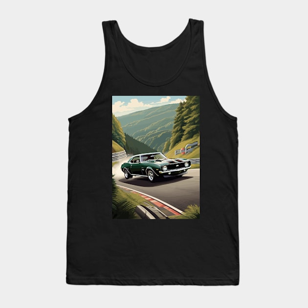 Classic American Camaro Green Muscle Car Tank Top by VENZ0LIC